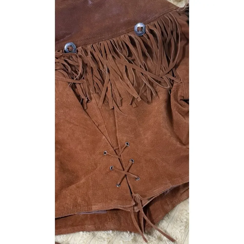 Women’s Vintage 80’s Fringe Leather Jacket Brown Western Express Size Large - Picture 14 of 16